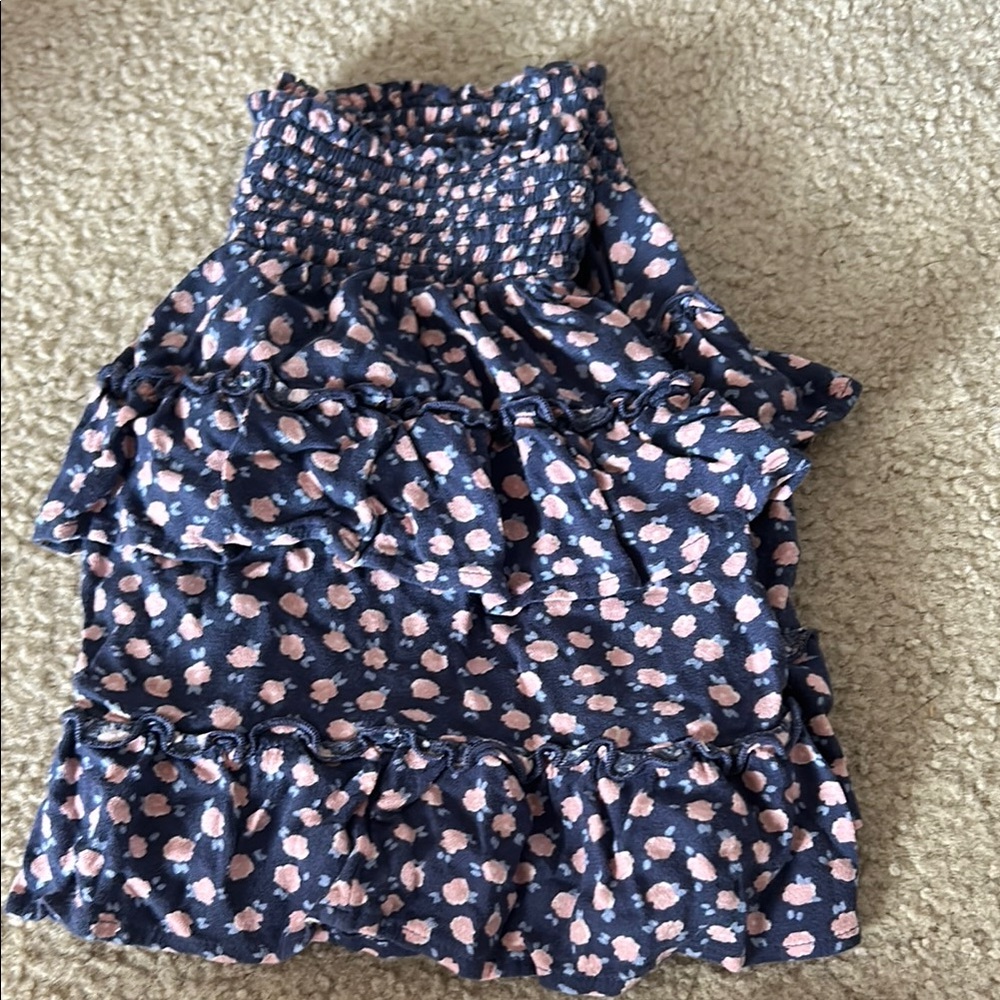Floral Ruffle Skirt - Blue and Pink